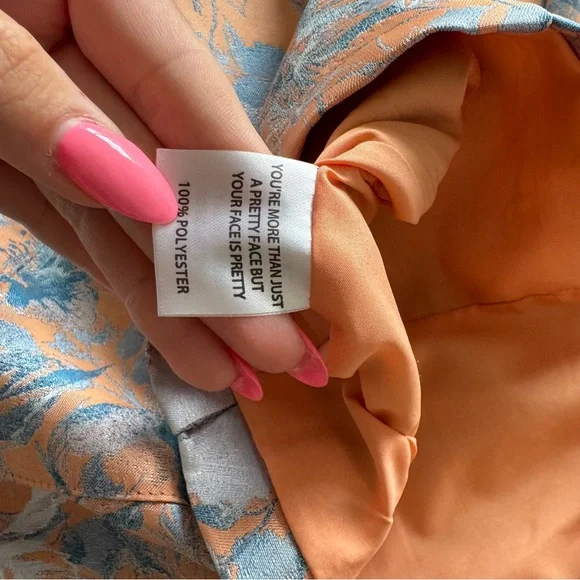 Floral Sleeveless Mini Dress - Blue and Orange - Picture 10 of 11